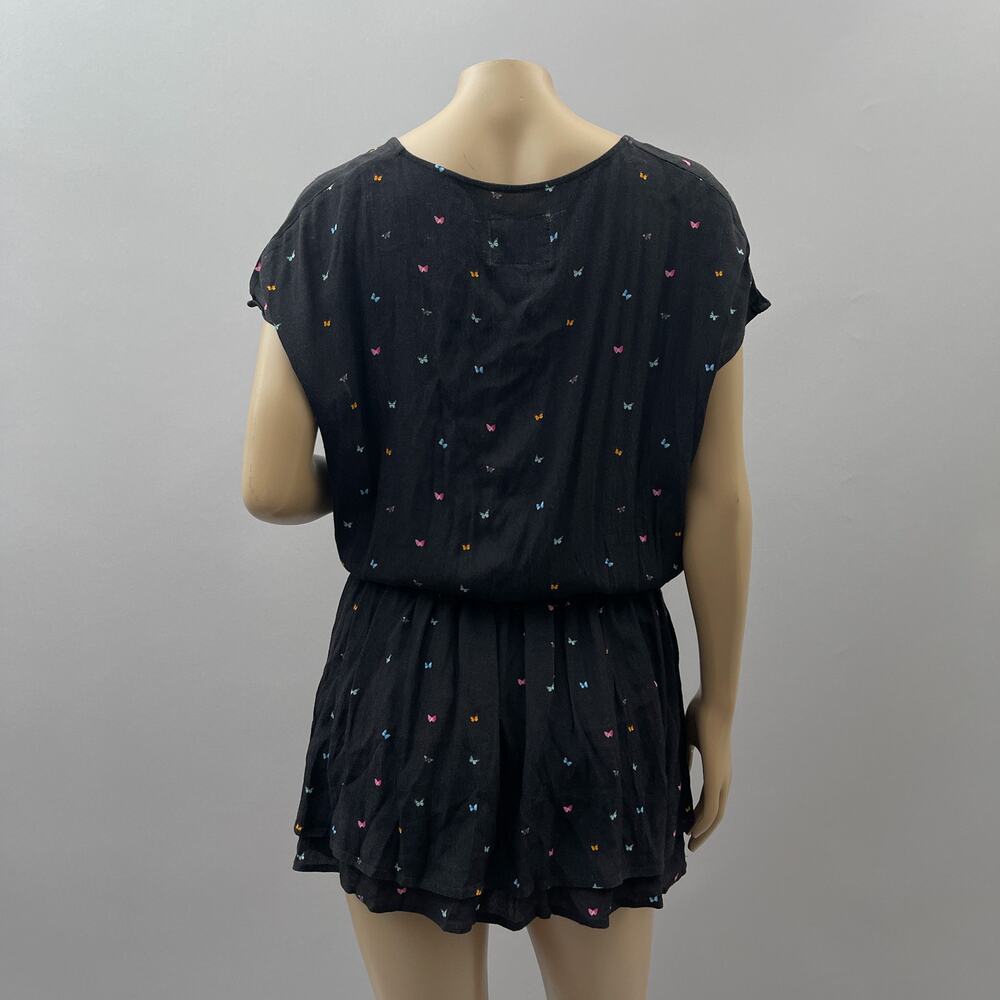Rails Dress Women S Black Lucca Rainbow Butterfly Print Mini Ruffle Casual NWT - Picture 4 of 11